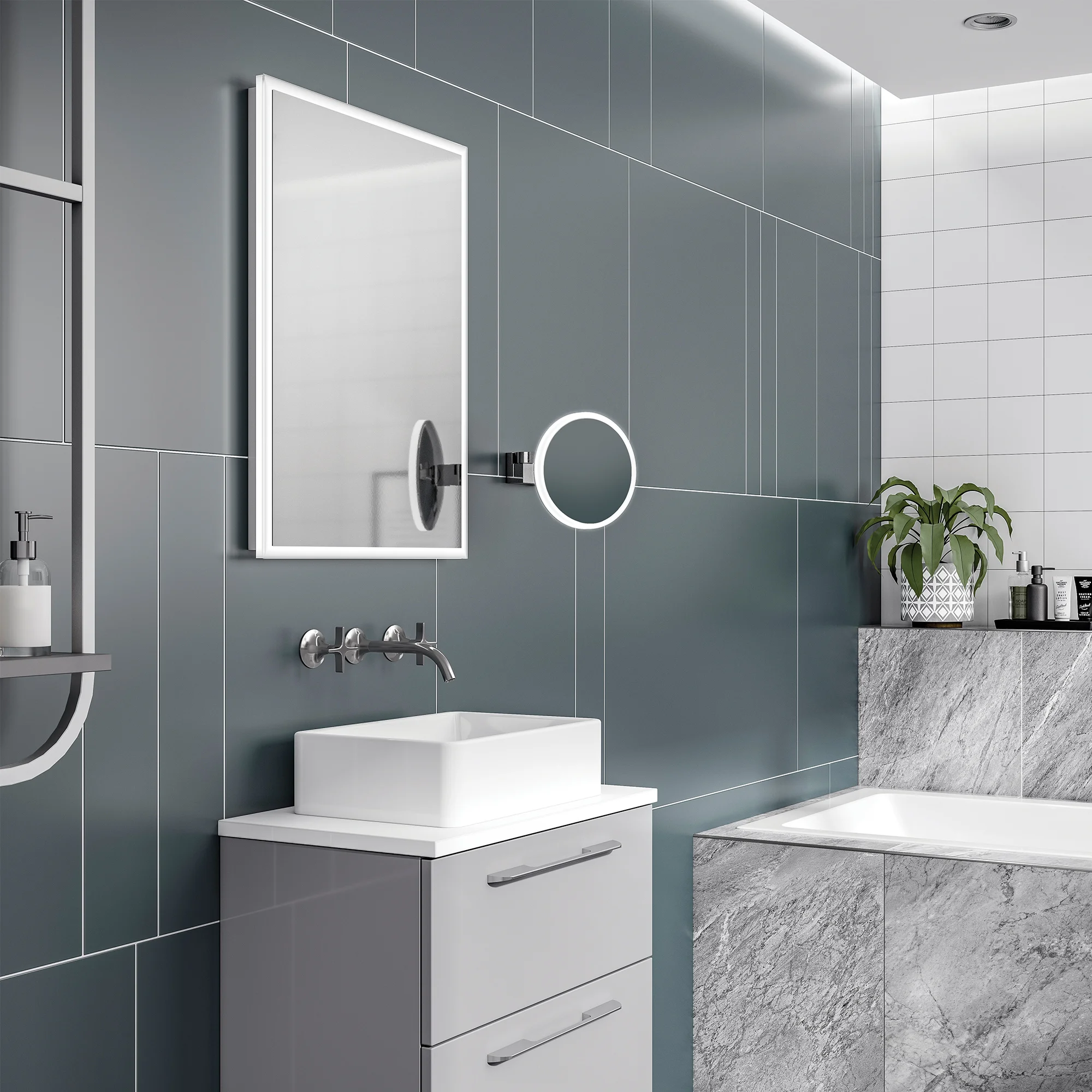 2170020Cirque20Magnifying20Mirror.webp Cirque Illuminated Magnifying Bathroom Mirror - Chrome - Image 1