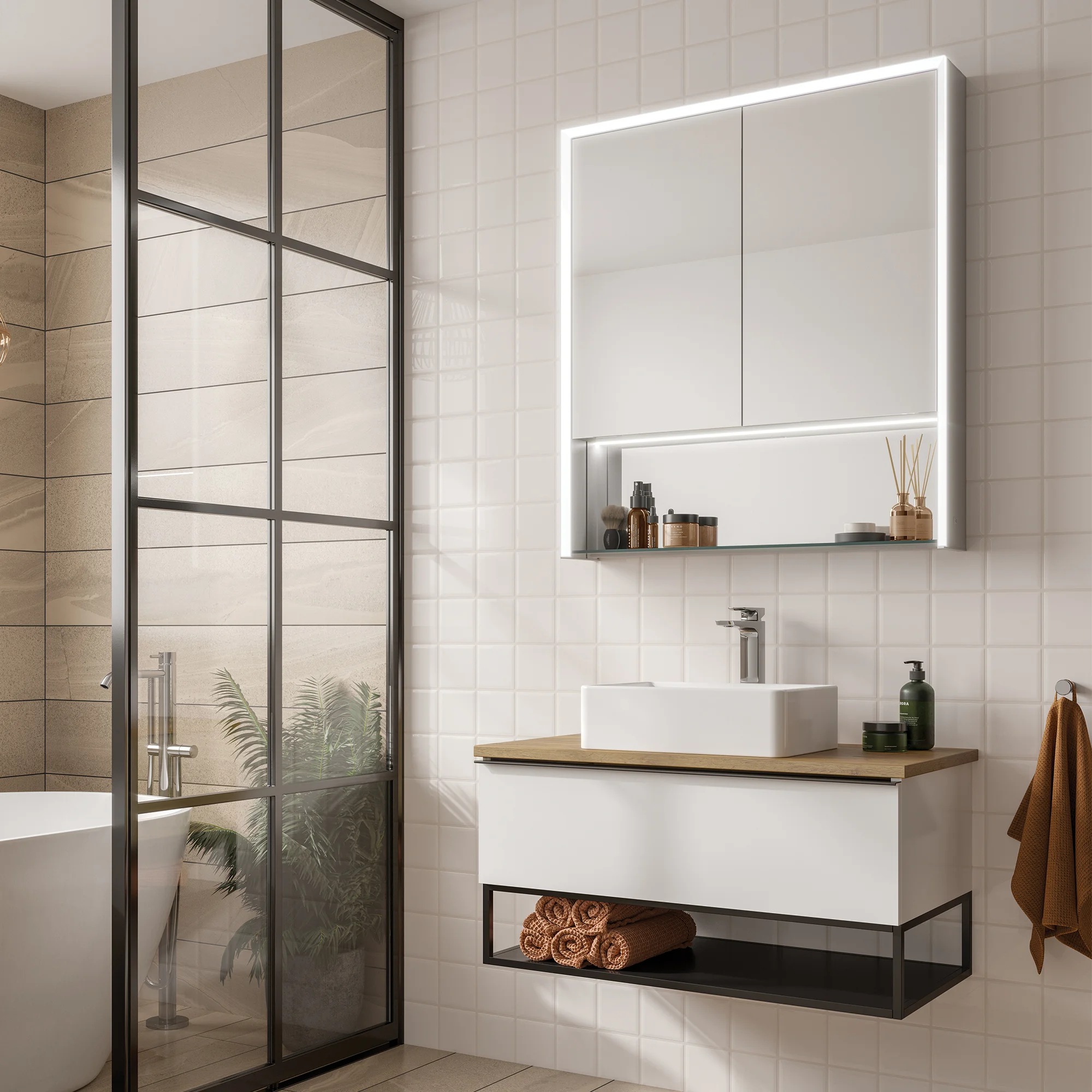 5290020Verve208020Cabinet.webp Verve Illuminated Bathroom Mirrored Cabinet - Image 1