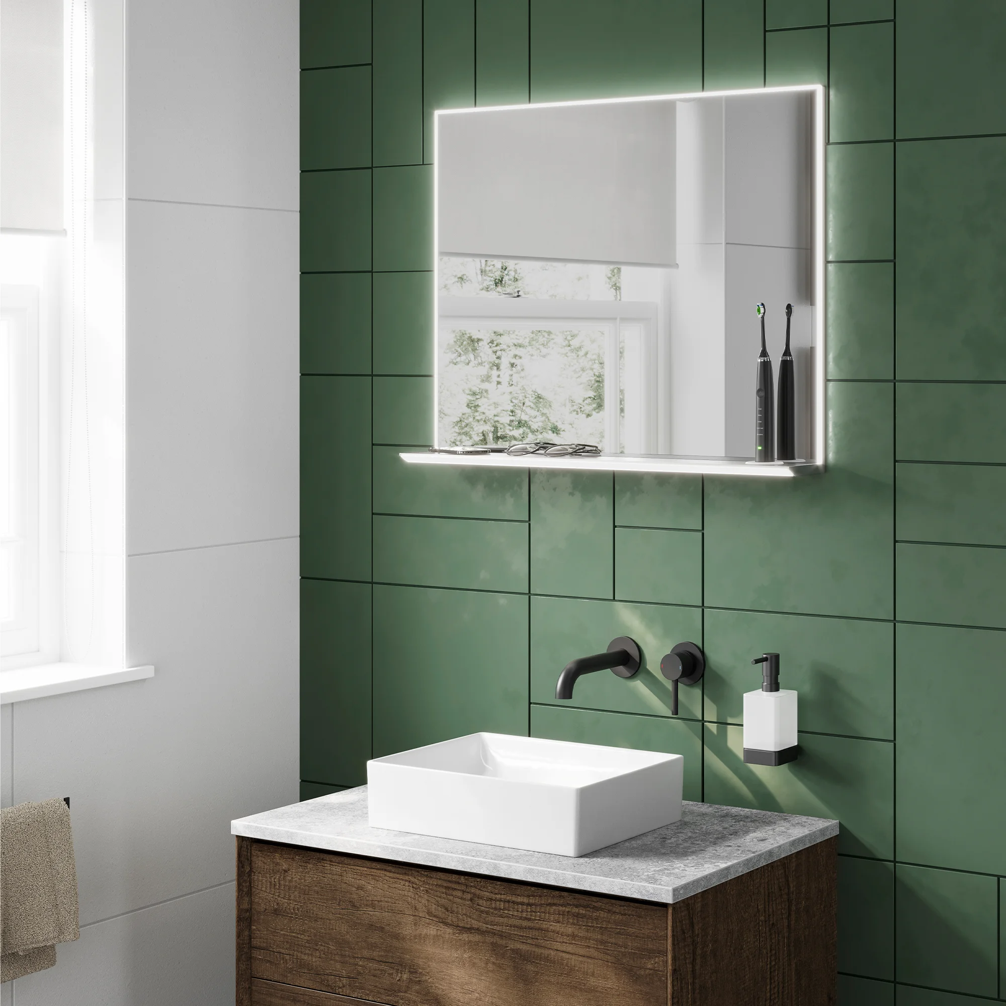 7873600020Platform20Mirror2080.webp Platform LED Illuminated Bathroom Mirror - Image 1