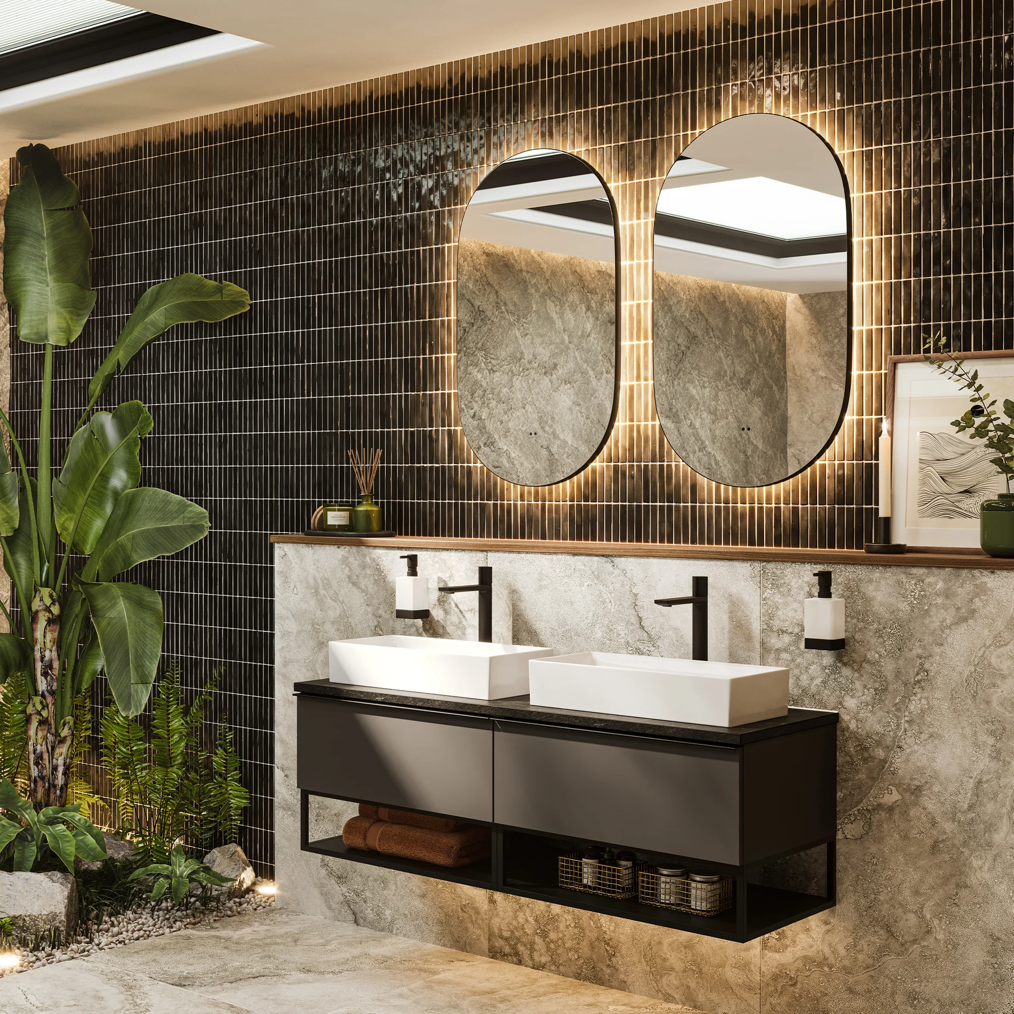 7950070020Arcane20Pill20Black2050202.webp Arcane Illuminated Frame Bathroom Mirror - Black - Image 1