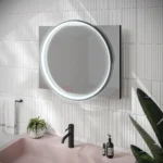 Solas Round Illuminated Bathroom Mirror - Black - Image 2
