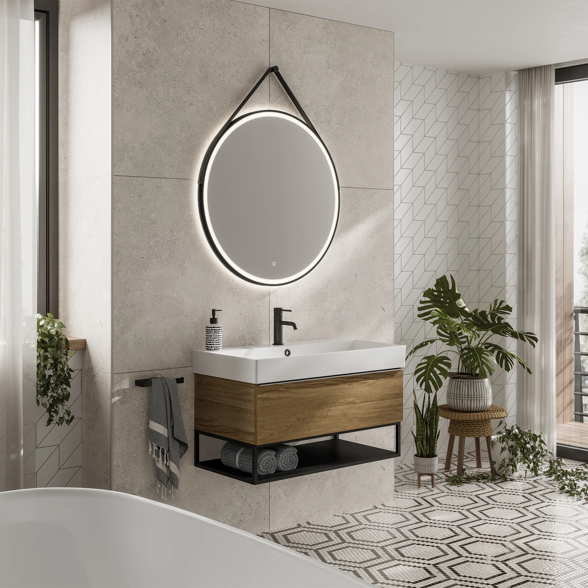 7952080020Solstice20Mirror20Black2080.webp Solstice LED Illuminated Bathroom Mirror - Black - Image 1