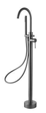 Giro Grey Freestanding Bath Shower Mixer - Gunmetal