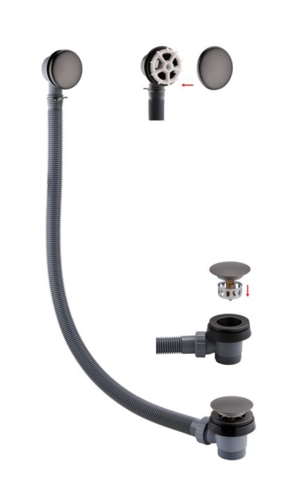 Grey Bath Waste Click Clack - Gunmetal