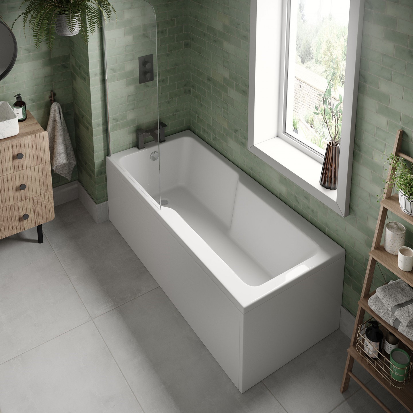 Evolve-Roomset-1700.jpg Evoque 1700 X 750mm Single Ended Shower Bath - Image 1