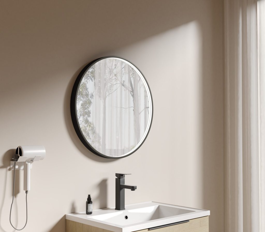 Gun-Metal-1-scaled-1.jpg Round Gun Metal Mirror - Gunmetal - 600mm - Image 1