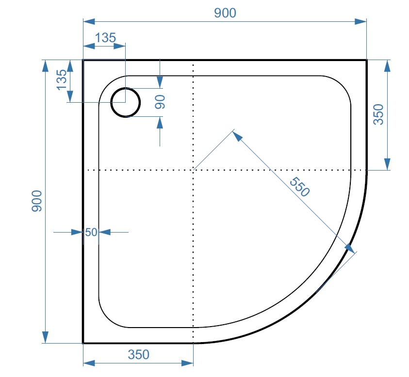KSQ90C.jpg Slim Shower Quad Tray Corner No Waste - 900 x 900mm - Image 1