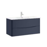 Zola 2 Drawer Wall Unit - 1000mm, Deep Blue Matt