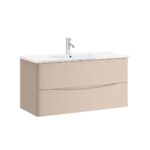 Zola 2 Drawer Wall Unit - 1000mm, Flax Beige Matt