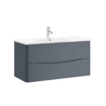 Zola 2 Drawer Wall Unit - 1000mm, Lead Grey Matt