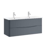 Zola 2 Drawer Wall Unit - 1200mm, Lead Grey Matt