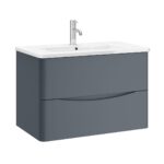 Zola 2 Drawer Wall Unit - 800mm, Lead Grey Matt