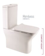 SOPHIA Rimless Comfort Height Fully Shrouded Close Coupled WC & Gamma Slim Soft Close Seat