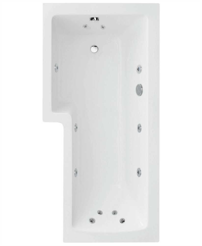 L SHAPE 1700x850mm Left Hand Single Ended 12 Chrome Jet Whirlpool Bath & Panel White with Bath Screen Chrome L SHAPE 1700x850mm Left Hand Single Ended 12 Chrome Jet Whirlpool Bath & Panel White with Bath Screen Chrome - Image 1