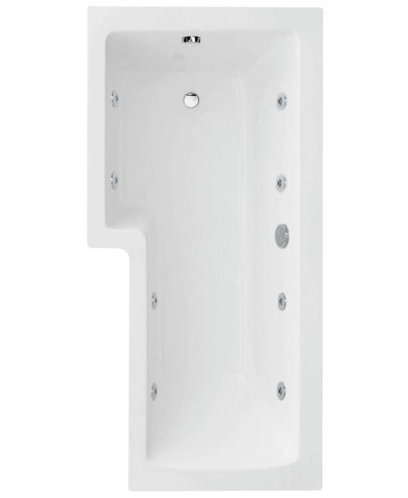 L SHAPE 1700x850mm Left Hand Single Ended 8 Chrome Jet Whirlpool Bath & Panel White with Bath Screen Chrome L SHAPE 1700x850mm Left Hand Single Ended 8 Chrome Jet Whirlpool Bath & Panel White with Bath Screen Chrome - Image 1
