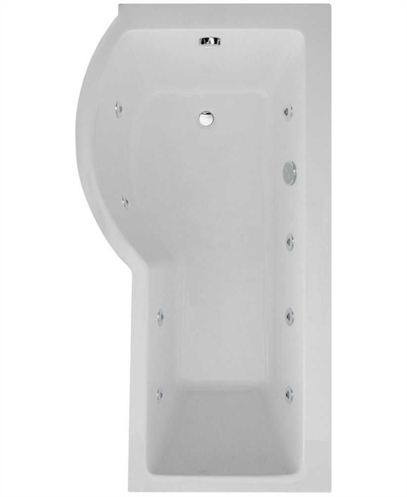 P SHAPE 1700x900mm Left Hand Single Ended 8 Chrome Jet Whirlpool Bath & Panel White with Bath Screen Chrome P SHAPE 1700x900mm Left Hand Single Ended 8 Chrome Jet Whirlpool Bath & Panel White with Bath Screen Chrome - Image 1