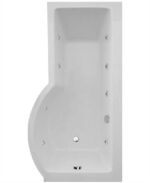 P SHAPE 1700x900mm Right Hand Single Ended 8 Chrome Jet Whirlpool Bath & Panel White with Bath Screen Chrome