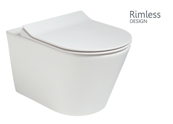 REFLECTIONS Rimless Wall Hung WC & Sequence Slim Soft Close Seat REFLECTIONS Rimless Wall Hung WC & Sequence Slim Soft Close Seat - Image 1