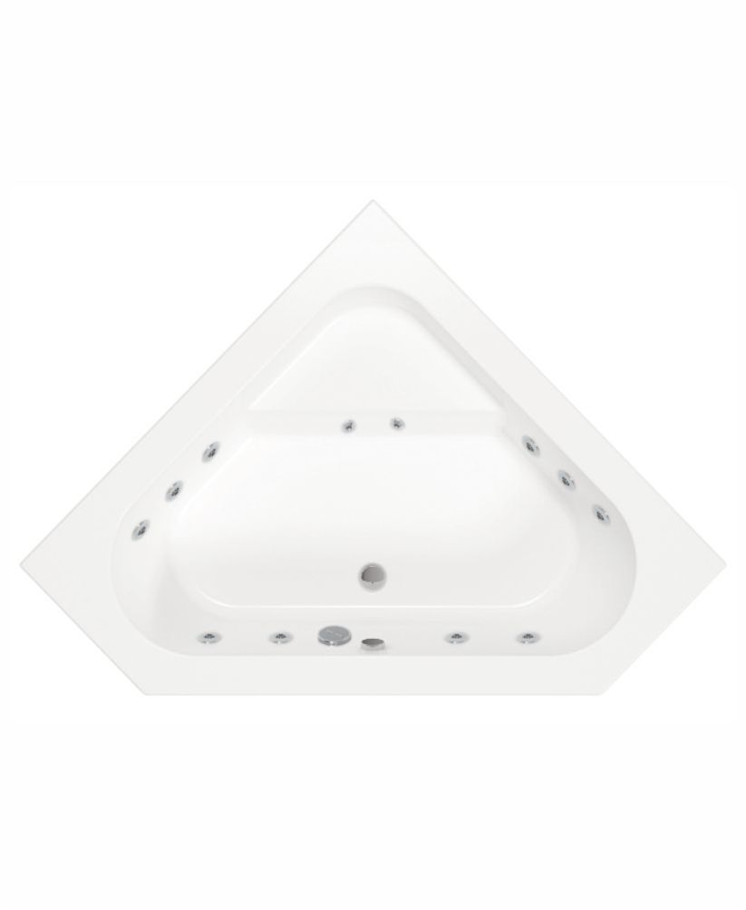 CONCERTO 1400x1400mm Corner 12 Chrome Jet Whirlpool Bath & Panel White CONCERTO 1400x1400mm Corner 12 Chrome Jet Whirlpool Bath & Panel White - Image 1