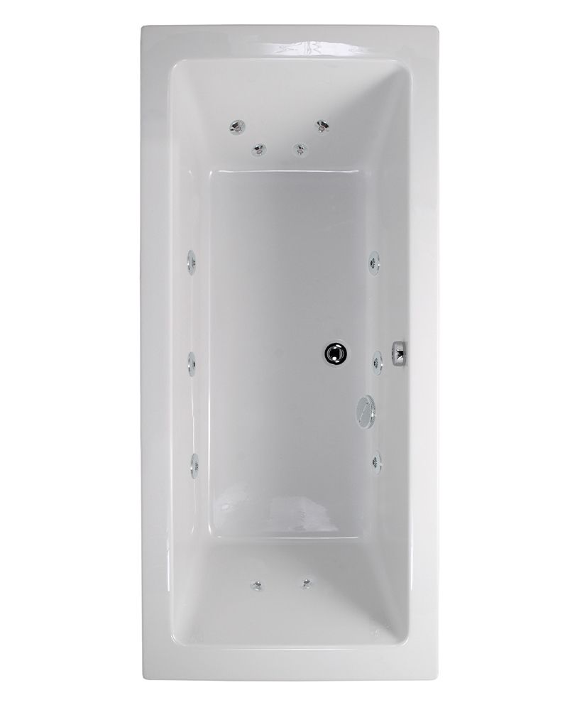PACIFIC ENDURA 1700x700mm Double Ended 12 Chrome Jet Whirlpool Bath White PACIFIC ENDURA Double Ended 12 Chrome Jet Whirlpool Bath White - Image 1