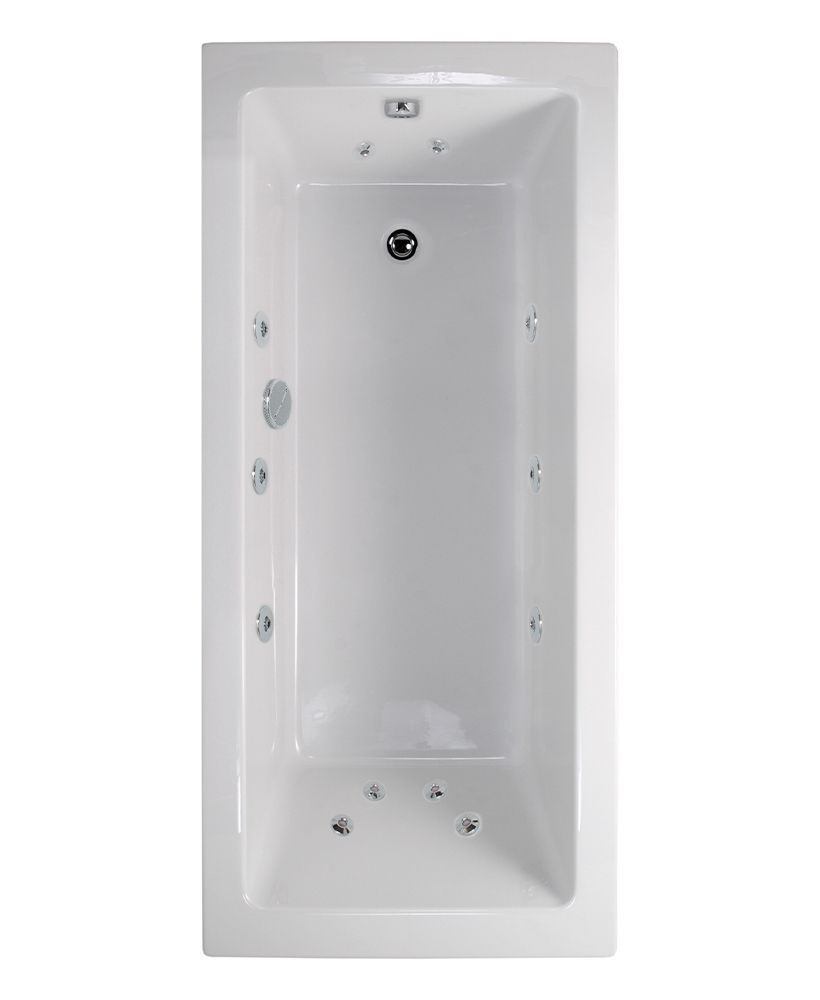 PACIFIC ENDURA 1700x700mm Single Ended 12 Chrome Jet Whirlpool Bath White PACIFIC ENDURA Single Ended 12 Chrome Jet Whirlpool Bath White - Image 1
