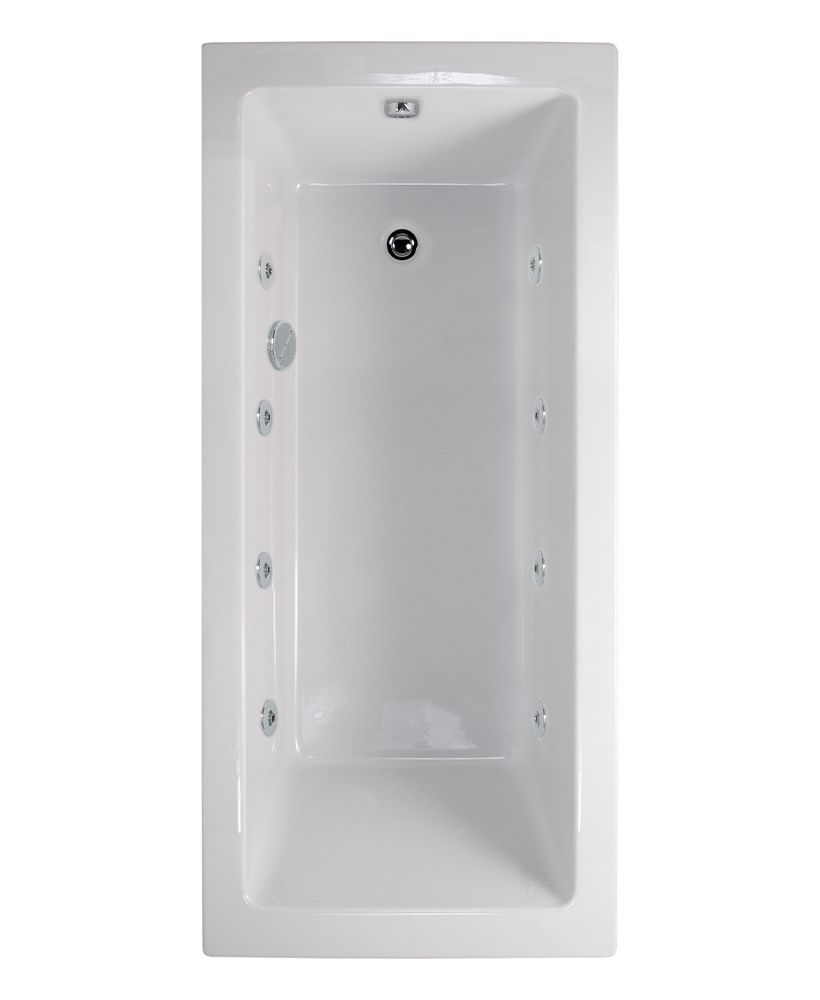 PACIFIC 1700x700mm Single Ended 8 Chrome Jet Whirlpool Bath White PACIFIC Single Ended 8 Chrome Jet Whirlpool Bath White - Image 1