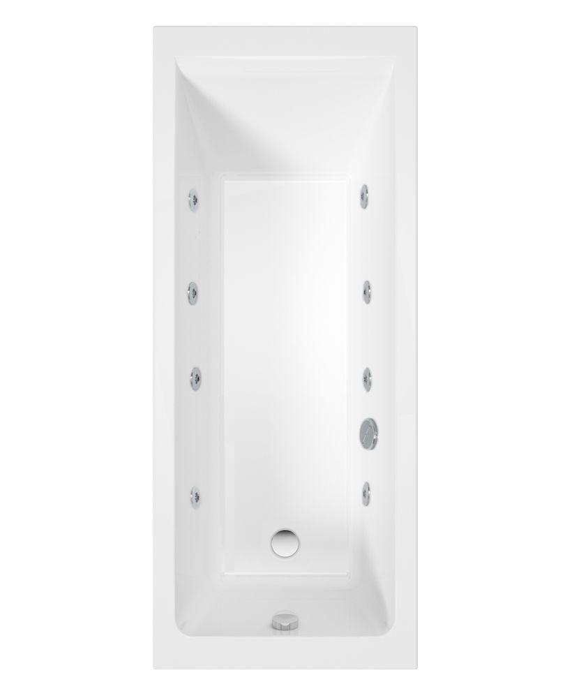 CUBO 1600x700mm Single Ended 8 Chrome Jet Whirlpool Bath White CUBO Single Ended 8 Chrome Jet Whirlpool Bath White - Image 1