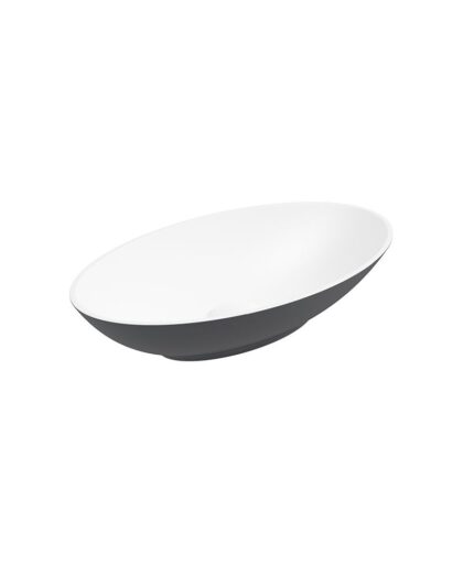 SKAL Oval 60cm Countertop Basin White-Midnight Grey & Waste