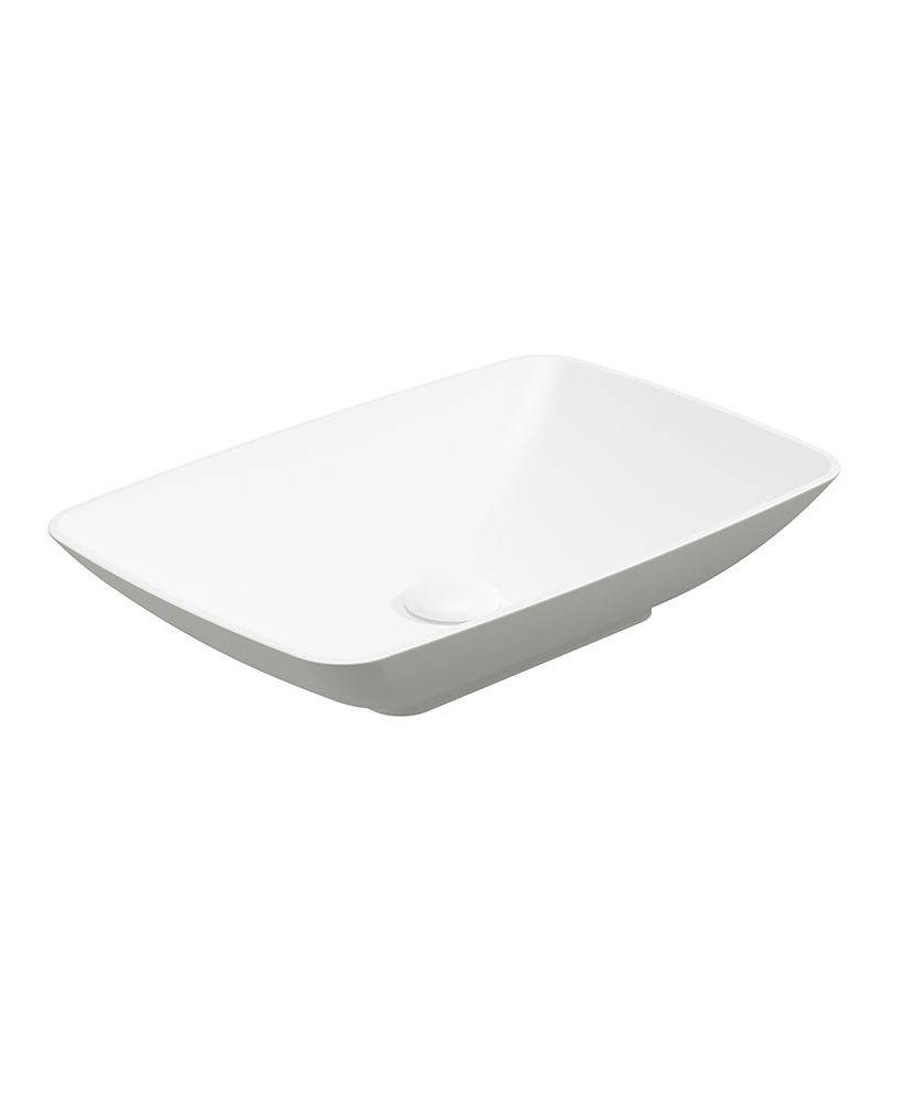 SKAL Rectangle 60cm Countertop Basin White-Arctic Grey & Waste SKAL Rectangle 60cm Countertop Basin White-Arctic Grey & Waste - Image 1