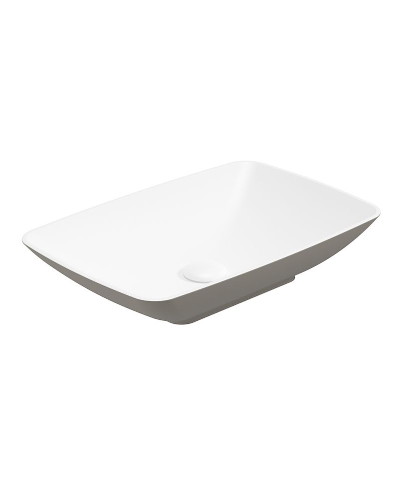 SKAL Rectangle 60cm Countertop Basin White-Khaki & Waste SKAL Rectangle 60cm Countertop Basin White-Khaki & Waste - Image 1