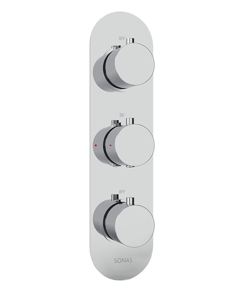 ALITA Round Triple Control Dual Outlet Shower Valve Chrome ALITA Round Triple Control Dual Outlet Shower Valve Chrome - Image 1