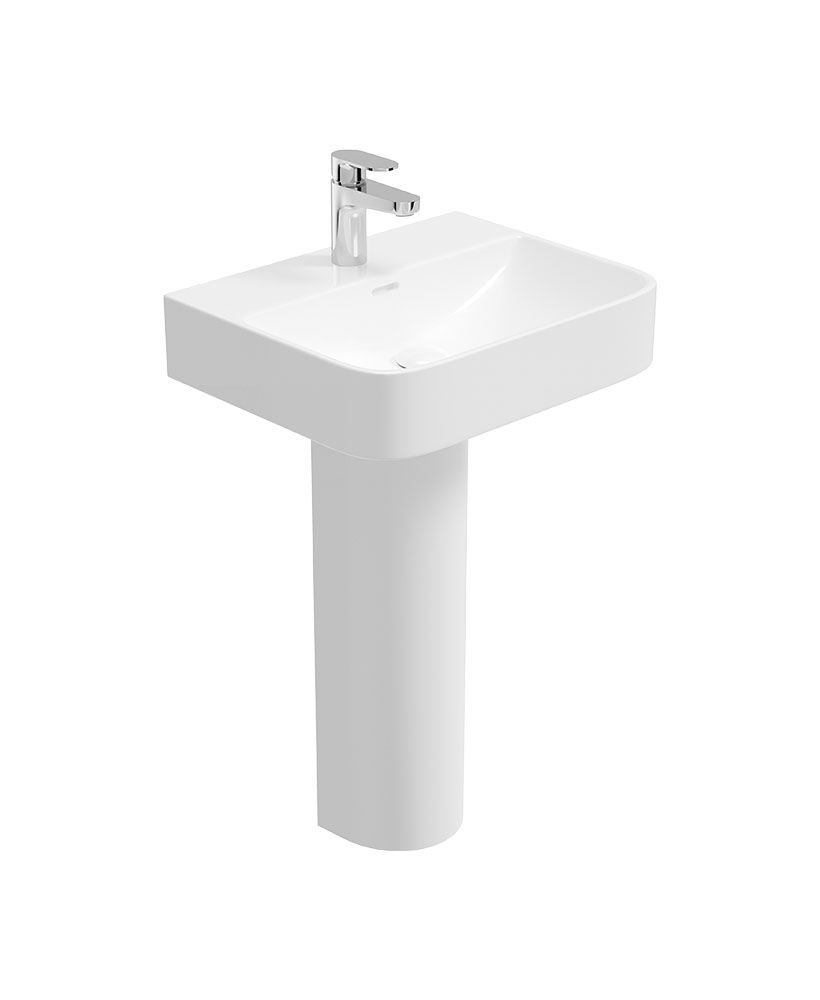 HORIZON Square 50cm 1TH Wash Basin & Full Pedestal HORIZON Square 1TH Wash Basin & Full Pedestal - Image 1
