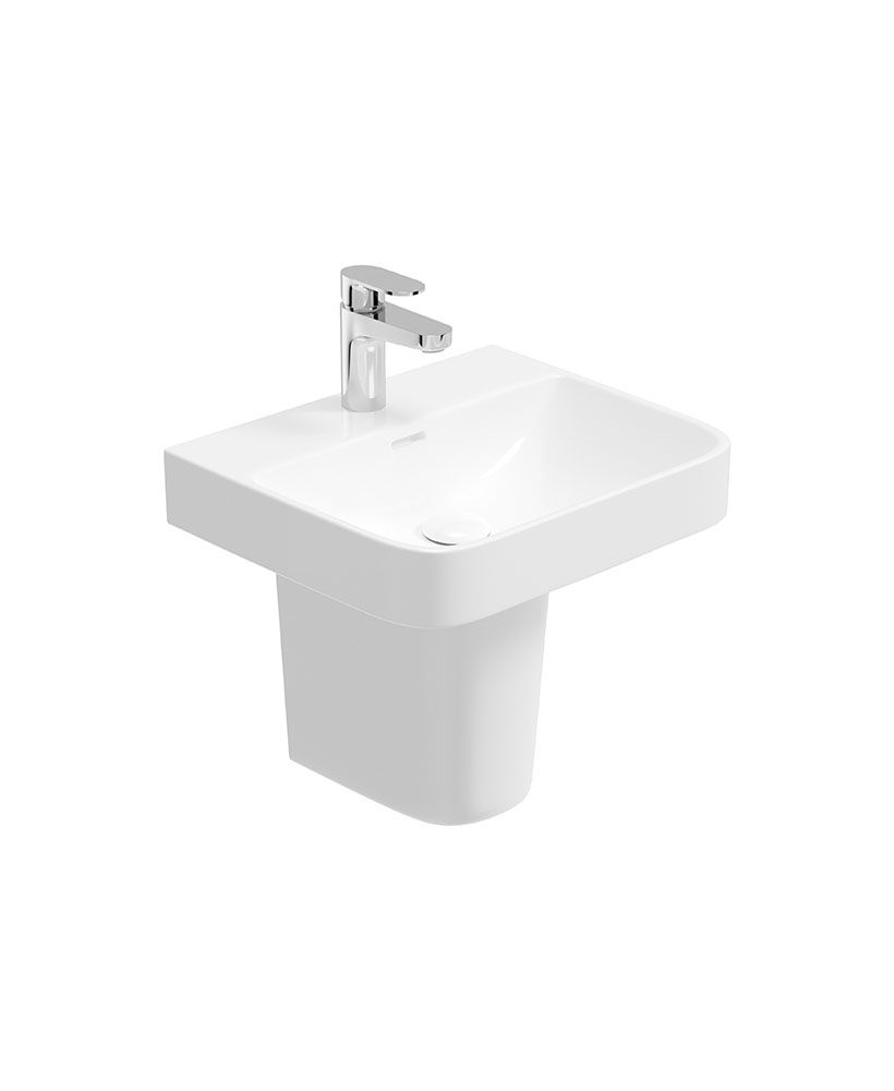 HORIZON Square 45cm 1TH Wash Basin & Semi Pedestal HORIZON Square 1TH Wash Basin & Semi Pedestal - Image 1