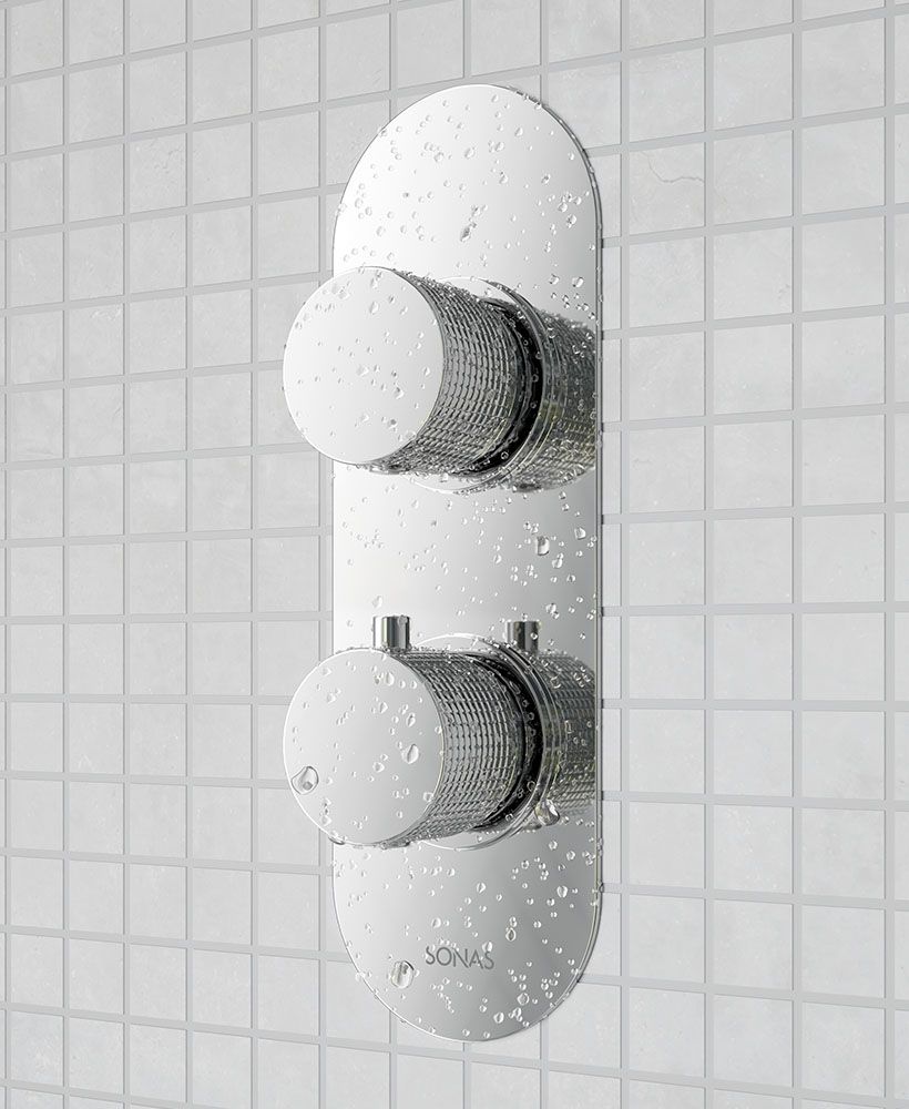ALITA Knurled Dual Control Dual Outlet Shower Valve Chrome ALITA Knurled Dual Control Dual Outlet Shower Valve Chrome - Image 1