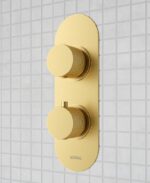 ALITA Knurled Dual Control  Triple Outlet Shower Valve Brushed Gold