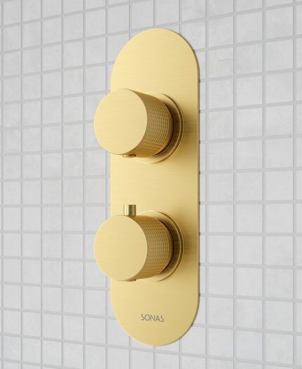 ALITA Knurled Dual Control  Triple Outlet Shower Valve Brushed Gold