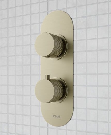 ALITA Knurled Dual Control  Triple Outlet Shower Valve Brushed Nickel