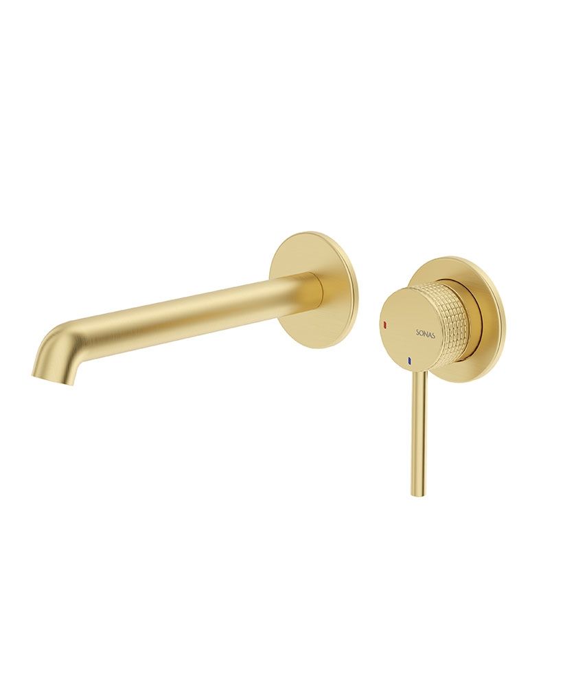 ALITA Wall Mounted Basin Mixer Brushed Gold ALITA Wall Mounted Basin Mixer Brushed Gold - Image 1