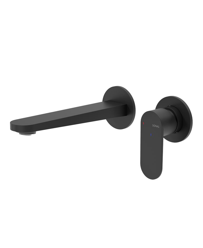 URBAN Wall Mounted Basin Mixer Matt Black URBAN Wall Mounted Basin Mixer Matt Black - Image 1