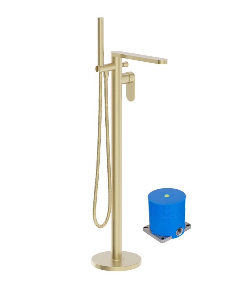 URBAN Floorstanding Bath Shower Mixer Brushed Gold URBAN Floorstanding Bath Shower Mixer Brushed Gold - Image 1
