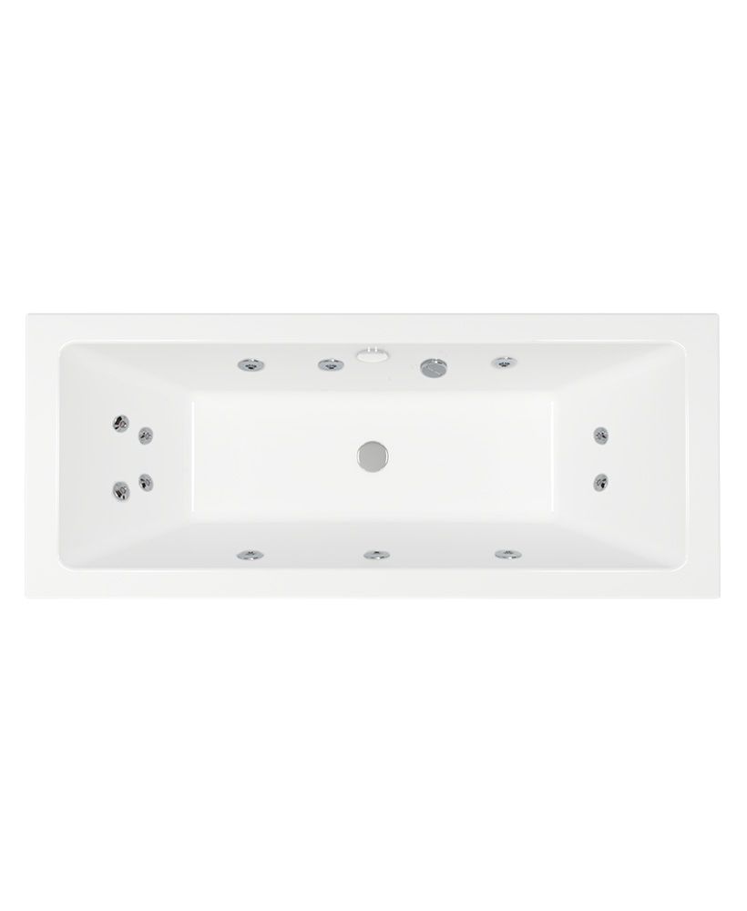 CUBO 1700x700mm Double Ended 12 White Jet Whirlpool Bath White CUBO Double Ended 12 White Jet Whirlpool Bath White - Image 1