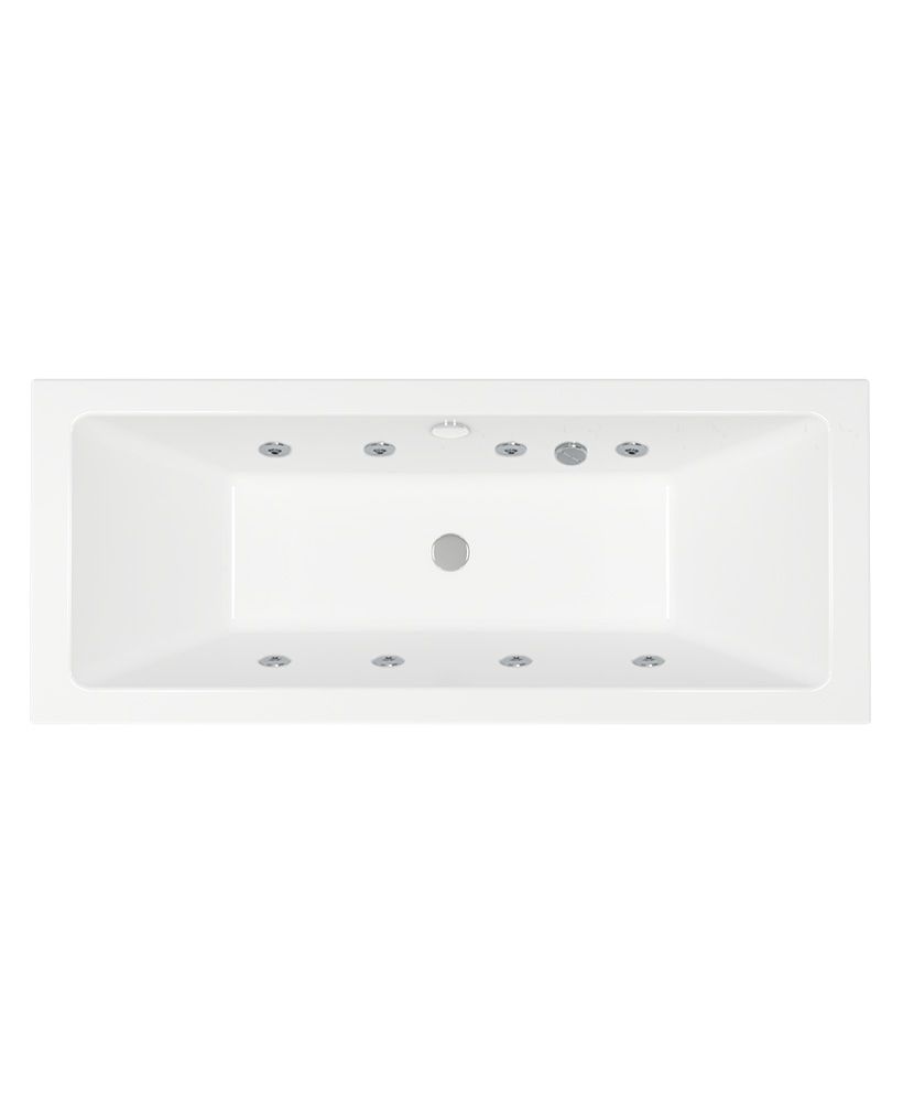 CUBO 1700x700mm Double Ended 8 Chrome Jet Whirlpool Bath White CUBO 1700x700mm Double Ended 8 Chrome Jet Whirlpool Bath White - Image 1