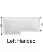 L SHAPE 1700x850mm Left Hand Bath & Panel White with Bath Screen Chrome - Image 2