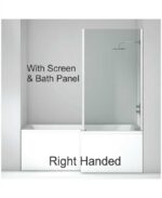 L SHAPE 1700x850mmRight Hand Bath & Panel White with Bath Screen Chrome - Image 3