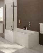 L SHAPE 1700x850mmRight Hand Bath & Panel White with Bath Screen Chrome - Image 4