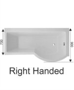 P SHAPE 1700x900mm  Right Hand Single Ended Bath & Panel White with Bath Screen Chrome - Image 2
