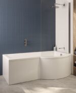 P SHAPE 1700x900mm  Right Hand Single Ended Bath & Panel White with Bath Screen Chrome - Image 4