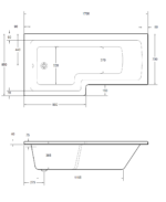 L SHAPE 1700x850mm Left Hand Single Ended 12 Chrome Jet Whirlpool Bath & Panel White with Bath Screen Chrome - Image 4