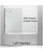 P SHAPE 1700x900mm Left Hand Single Ended 8 Chrome Jet Whirlpool Bath & Panel White with Bath Screen Chrome - Image 3