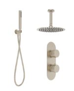 ALITA Knurled Shower Set 2 & Ceiling Mounted Fixed Head Brushed Nickel